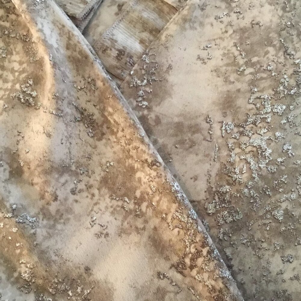 Chicos Metallic Print‎ Open Front Ruffle Cardigan Size 0